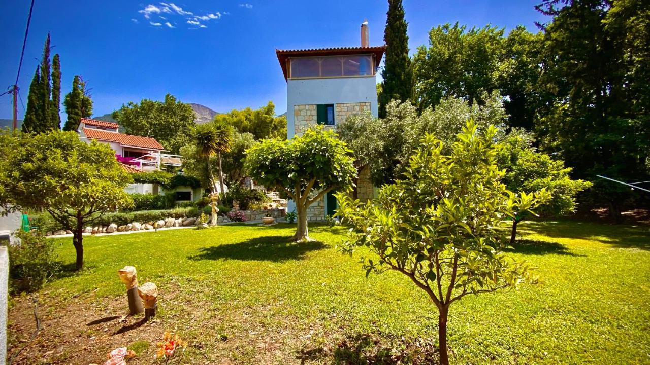 Paralia Sergoulas Steinturm Mit Dach-Terrasse Zwischen Fluss, Meer Und Gebirge- Spiti Pirgos מראה חיצוני תמונה